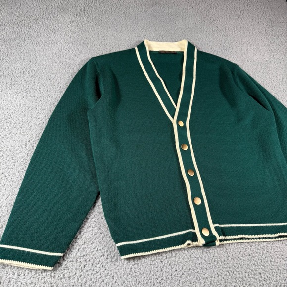 Vintage Puritan Cardigan Size Medium Green 100% Orlon Acrylic Sweater - Picture 2 of 8